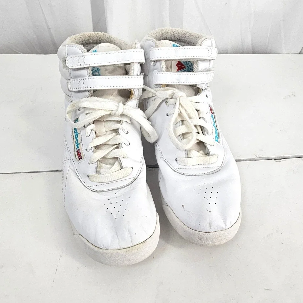 Reebok Freestyle Hi top White Leather High Top Sneakers 2240 Womens 8.5 classics - Picture 6 of 12